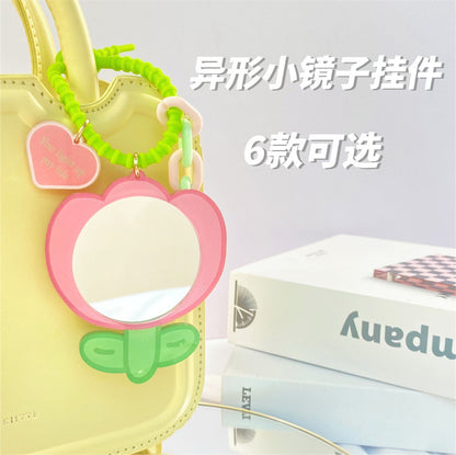 Creative shaped acrylic cartoon mirror girl heart portable mirror keychain cute creative makeup mirror - image 2