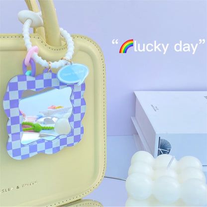 Creative shaped acrylic cartoon mirror girl heart portable mirror keychain cute creative makeup mirror - image 3