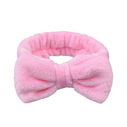 Casual Pure Color Coral Velvet Bow Headband Plush Headband Women's Makeup Remover Face Wash Headband Beauty Elastic Hair Accessories - image 5