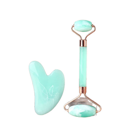 Non-Jade Resin Powder Crystal Double-Headed Roller Massager Heart-Shaped Beauty Facial Massager Set - image 5