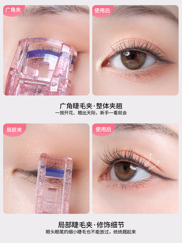 Xiaohongshu same style curling non-leather factory direct portable glitter powder wide-angle partial eyelash curler for beginners - image 3