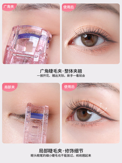 Xiaohongshu same style curling non-leather factory direct portable glitter powder wide-angle partial eyelash curler for beginners - image 3