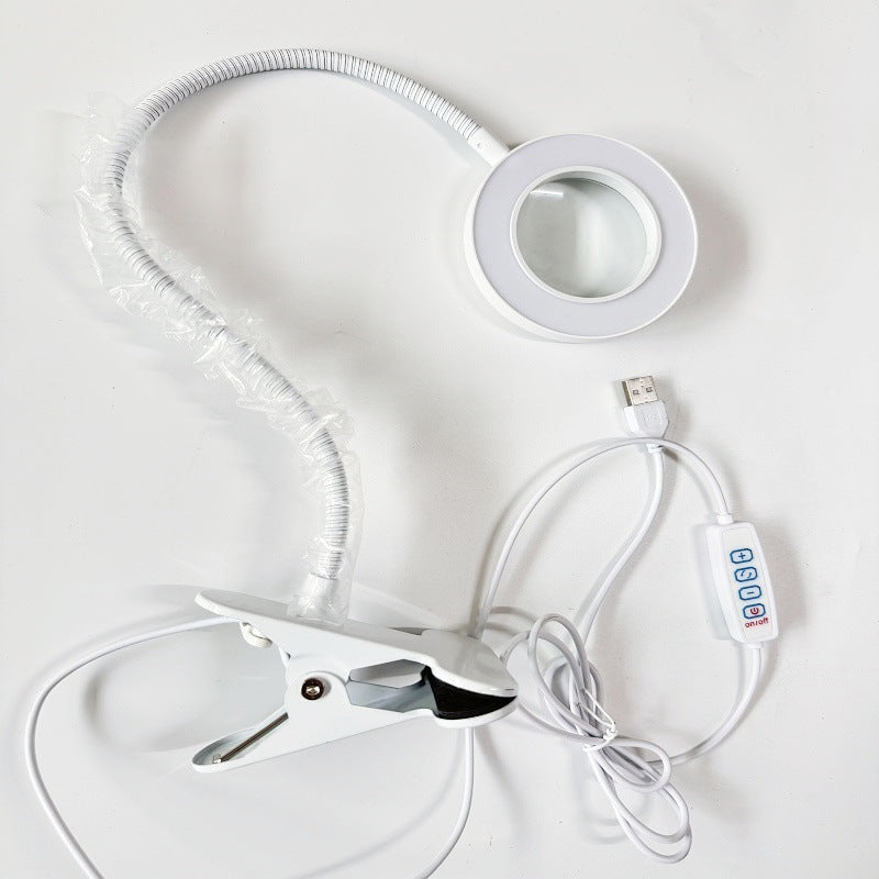 LED Table Lamp Eye Protection Students Learn to Read Nail Art Face Tattoo Eyebrow Self-timer Light-filling Magnifier Desktop Clip Lamp - image 4