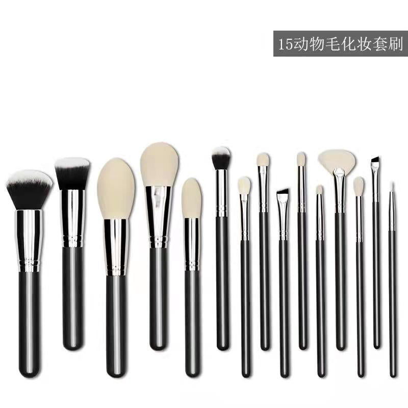 15 animal hair makeup brush set real wool studio makeup school professional makeup artist full set of makeup brushes - image 5