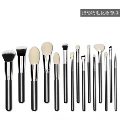 15 animal hair makeup brush set real wool studio makeup school professional makeup artist full set of makeup brushes - image 5