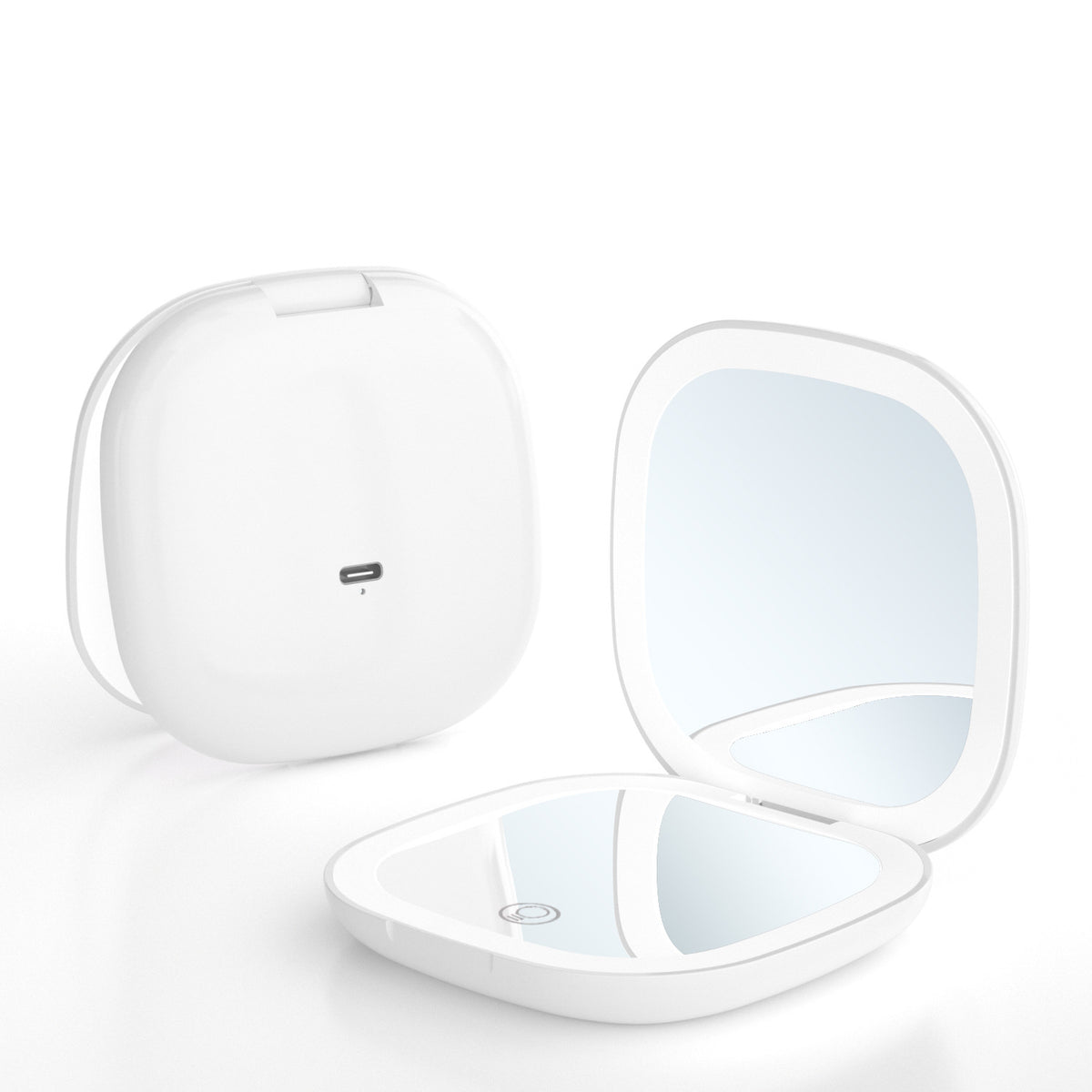 Wholesale Portable Led Makeup Mirror with Light, Three-Color Light, USB Charging, Foldable Handheld Gift Double-Sided Mirror - image 5