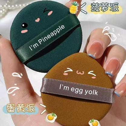 Popular Egg Yolk Pie Powder Puff Air Cushion Does Not Eat Powder Makeup Liquid Foundation Sponge Puff Dry and Wet Dual-Use Pineapple Pie Powder Puff - image 3