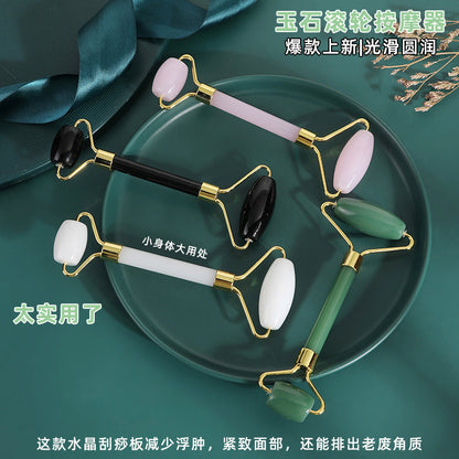 Jade roller massager powder Crystal roller household facial double roller non-resin scraping massager wholesale - image 1