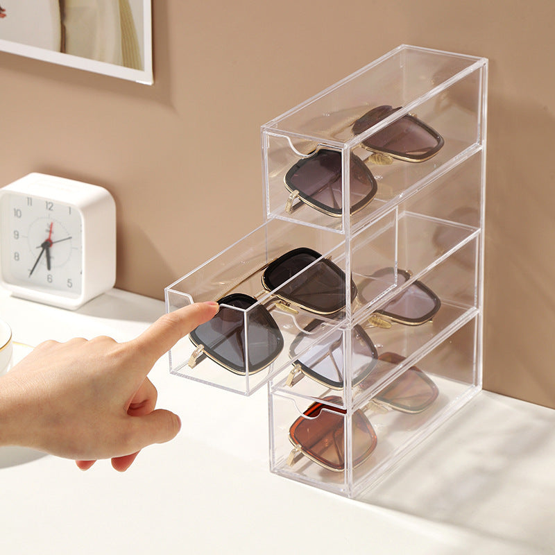 Acrylic Storage Box Plastic Transparent Makeup Brush Storage Box Desktop Dust-Proof Drawer-Type Glasses Display Box - image 3