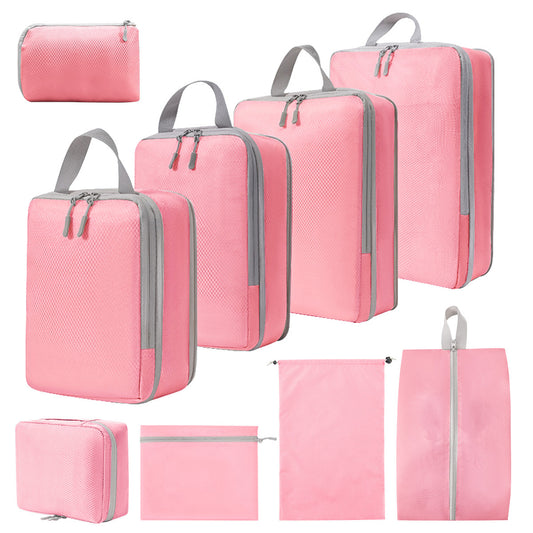 Travel Compression Storage Bag 9-Piece Set, Business Trip Luggage Folding Storage Bag, Makeup and Toiletries Classification Drawstring Shoe Bag - image 1