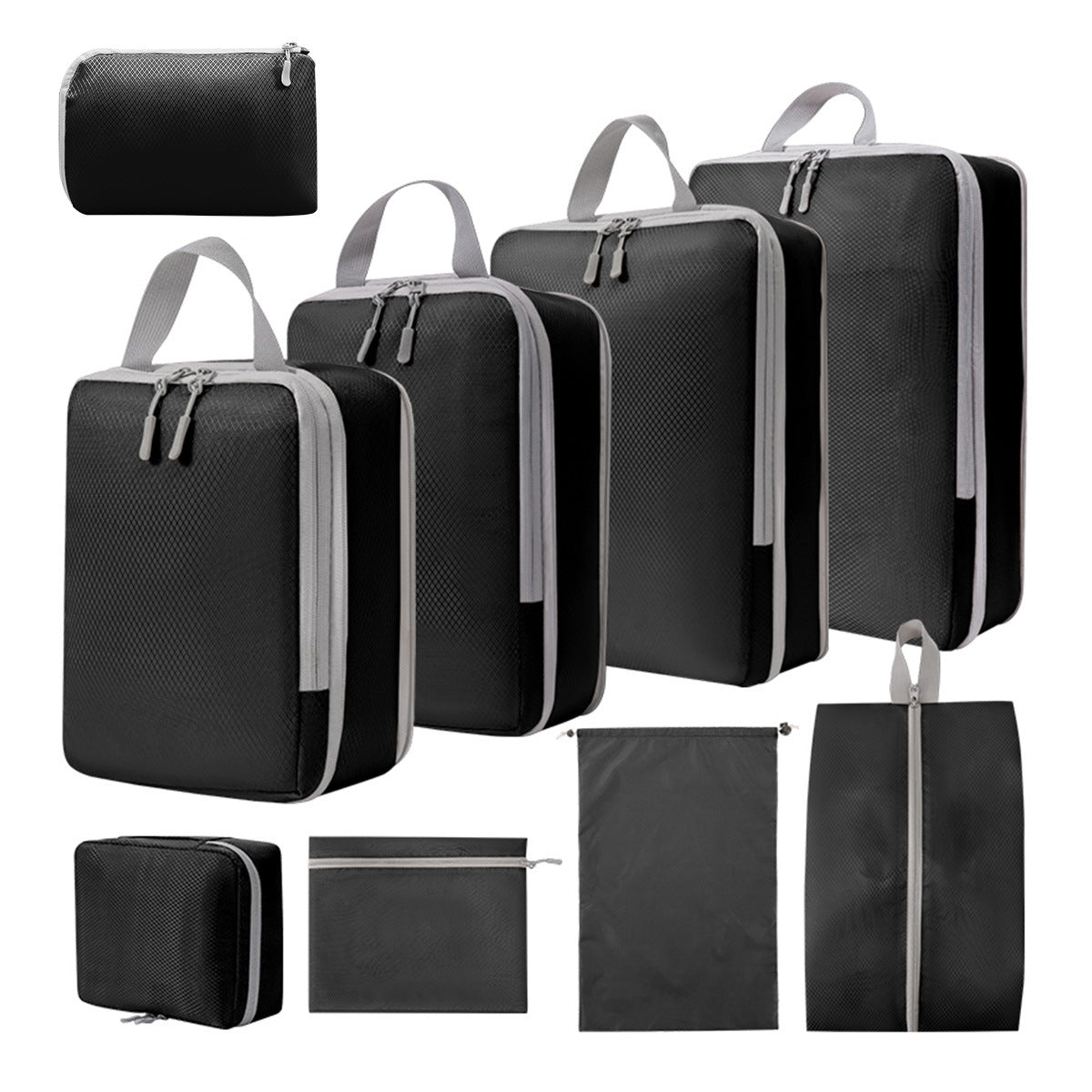Travel Compression Storage Bag 9-Piece Set, Business Trip Luggage Folding Storage Bag, Makeup and Toiletries Classification Drawstring Shoe Bag - image 2