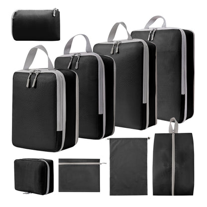 Travel Compression Storage Bag 9-Piece Set, Business Trip Luggage Folding Storage Bag, Makeup and Toiletries Classification Drawstring Shoe Bag - image 2