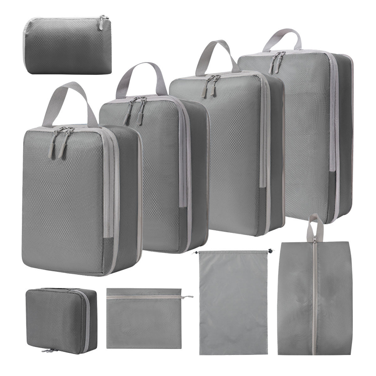 Travel Compression Storage Bag 9-Piece Set, Business Trip Luggage Folding Storage Bag, Makeup and Toiletries Classification Drawstring Shoe Bag - image 4