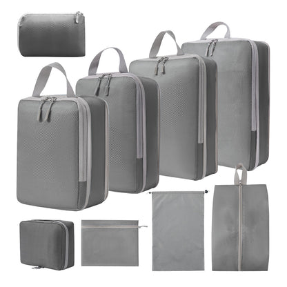 Travel Compression Storage Bag 9-Piece Set, Business Trip Luggage Folding Storage Bag, Makeup and Toiletries Classification Drawstring Shoe Bag - image 4