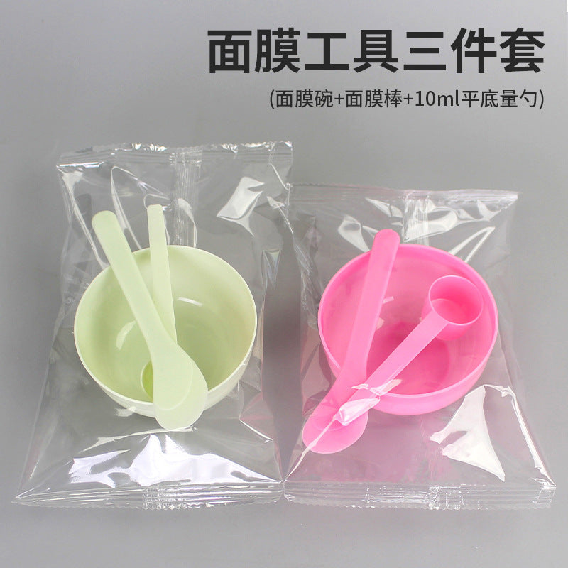 Beauty mask bowl separate packaging makeup spa tool three-piece set plastic small bowl mixing rod measuring scale spoon - image 2
