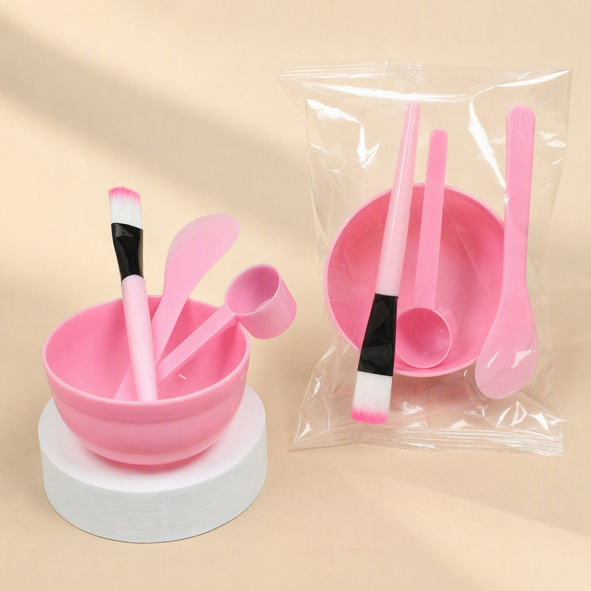 Plastic facial mask bowl set with four pieces and a 170 ml bowl - view 2