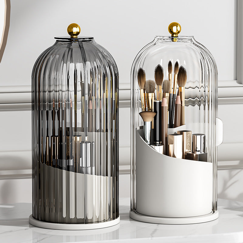 Rotating makeup brush storage container dressing table pen container lipstick storage rack dustproof compartment desktop cosmetics storage box - image 1