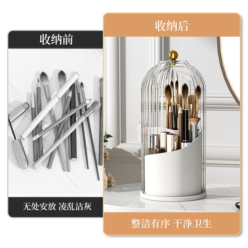 Rotating makeup brush storage container dressing table pen container lipstick storage rack dustproof compartment desktop cosmetics storage box - image 3