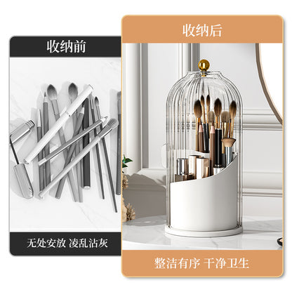 Rotating makeup brush storage container dressing table pen container lipstick storage rack dustproof compartment desktop cosmetics storage box - image 3