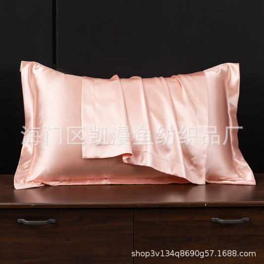 Manufacturer's Simulated Silk Pillowcase Double-Sided Satin Beauty Pillowcase Ice Silk Smooth Cool Solid Color Envelope Pillow Foreign Trade Supply - image 2