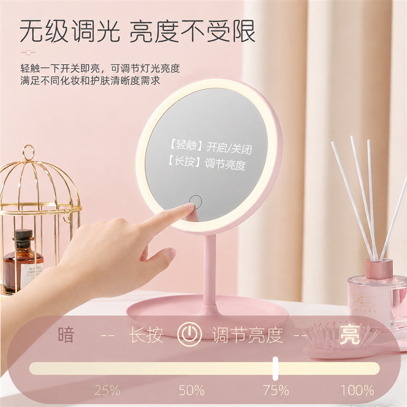 Led Makeup Mirror Tabletop Women's Fill Light Small Mirror Plastic Desktop Vanity Mirror Home Mirror Makeup Mirror with Light - image 2