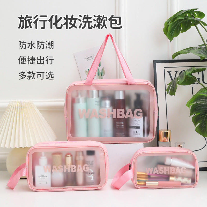 Waterproof PVC Cosmetic Bag Large Capacity Cosmetic Storage Bag Simple Portable Travel Transparent Toiletry Bag Factory - image 1