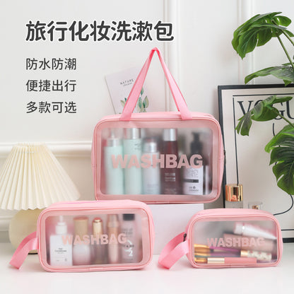 Waterproof PVC Cosmetic Bag Large Capacity Cosmetic Storage Bag Simple Portable Travel Transparent Toiletry Bag Factory - image 1