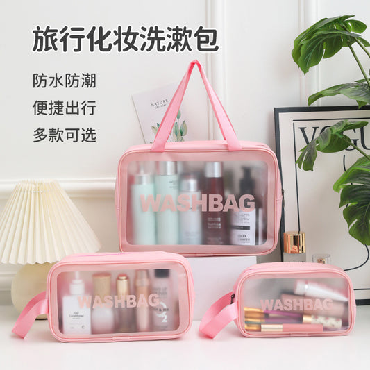 Waterproof PVC Cosmetic Bag Large Capacity Cosmetic Storage Bag Simple Portable Travel Transparent Toiletry Bag Factory - image 1