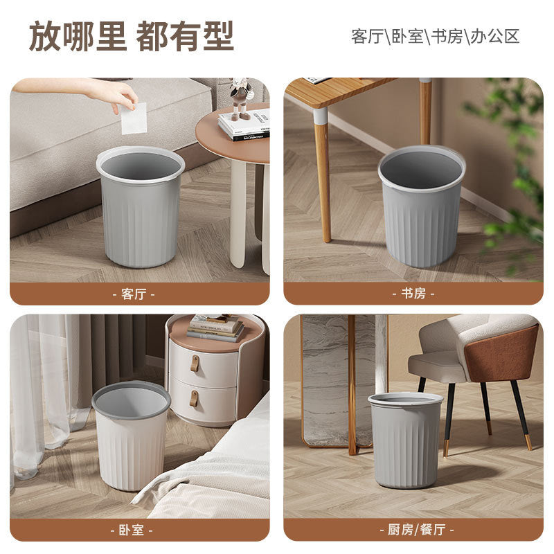 Plastic Household Kitchen Trash Bin High Beauty Value Bedroom Toilet Simple Large Size Uncovered Pressure Ring Toilet Trash Bin - image 4