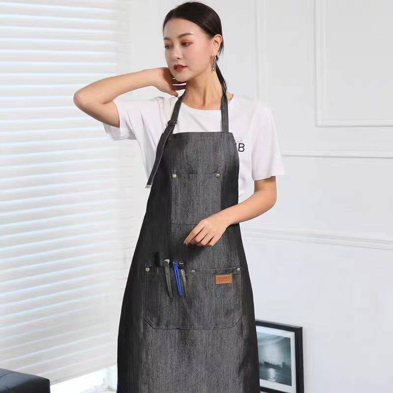 Household Denim Apron for Baristas, Milk Tea Shop, Restaurant Workwear, Nail and Hairdressing Workwear, Hot-Selling Sleeveless - image 4