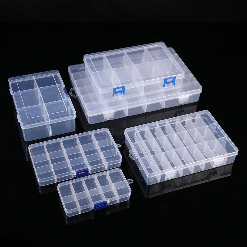Split Plastic Desktop Storage Box 10 15 24 Transparent Button Fishing Gear Accessories Jewelry Cosmetic Packaging Box - image 1