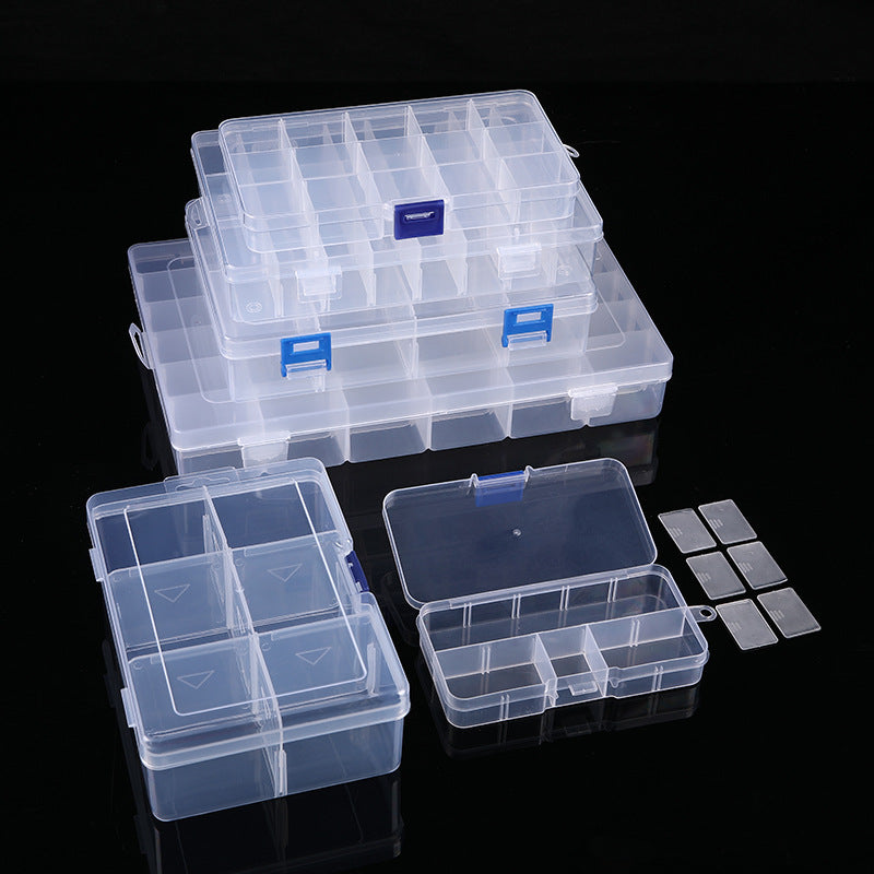 Split Plastic Desktop Storage Box 10 15 24 Transparent Button Fishing Gear Accessories Jewelry Cosmetic Packaging Box - image 2