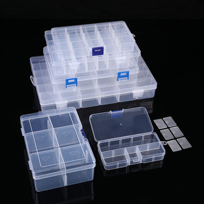 Split Plastic Desktop Storage Box 10 15 24 Transparent Button Fishing Gear Accessories Jewelry Cosmetic Packaging Box - image 2