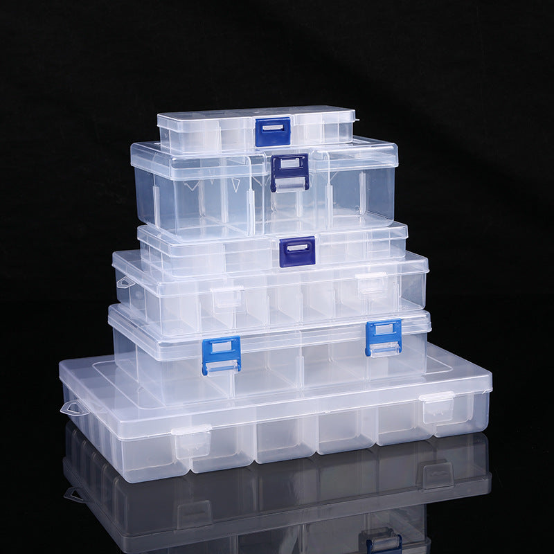 Split Plastic Desktop Storage Box 10 15 24 Transparent Button Fishing Gear Accessories Jewelry Cosmetic Packaging Box - image 3