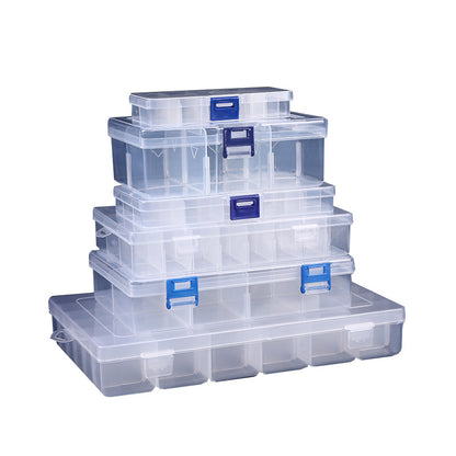 Split Plastic Desktop Storage Box 10 15 24 Transparent Button Fishing Gear Accessories Jewelry Cosmetic Packaging Box - image 5