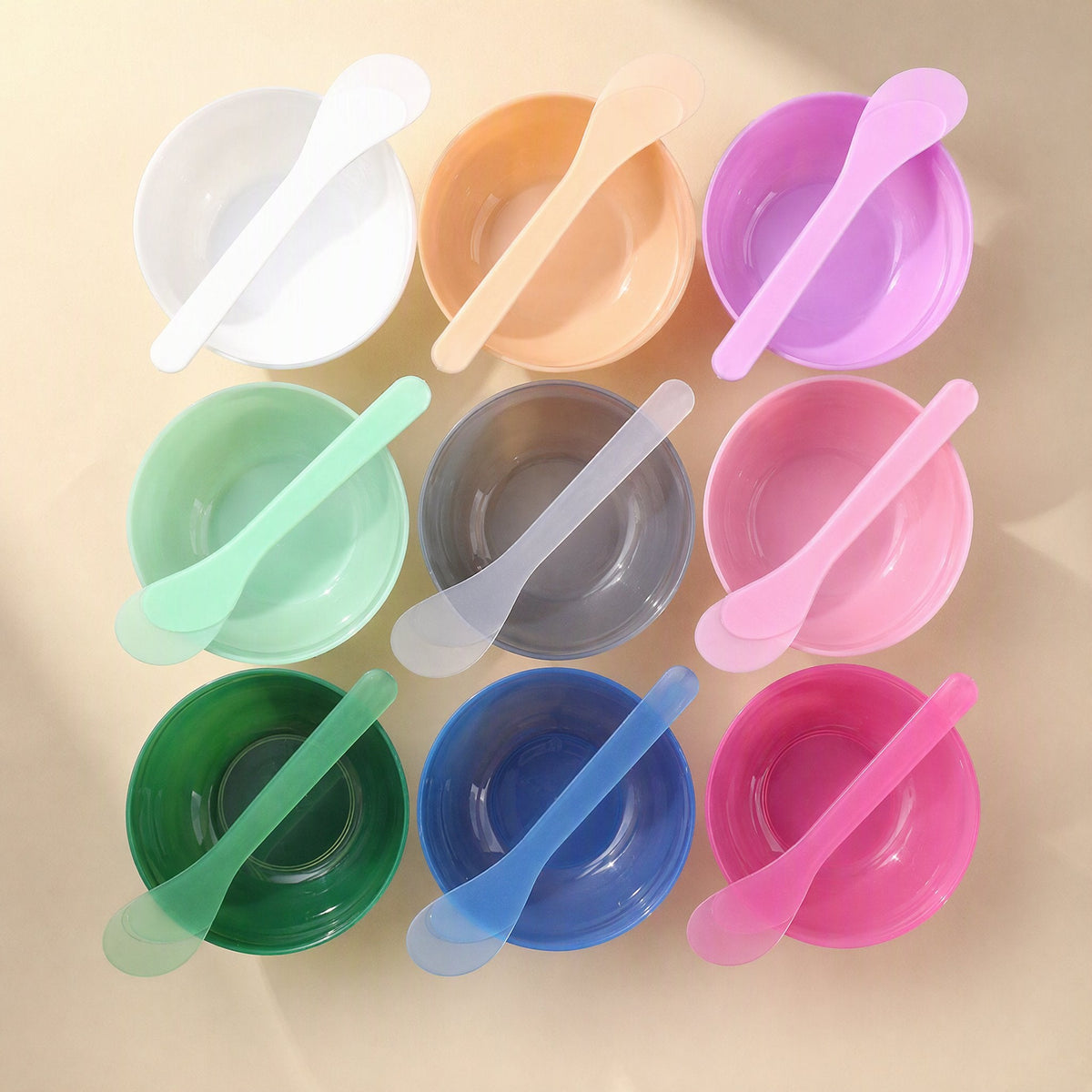 PP facial mask bowl with stated dimensions of 12.7 × 3 cm