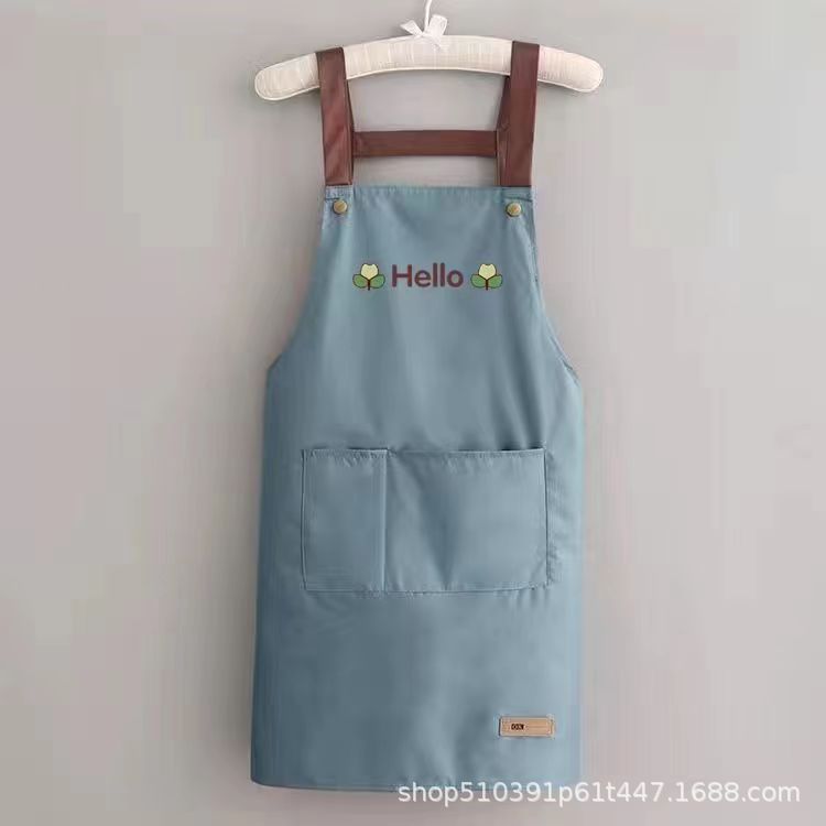 Oil-proof LOGO waterproof apron stall young people Oil-proof anti-pollution nail salon catering overalls - image 3