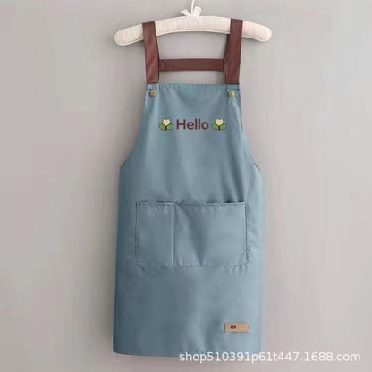 Oil-proof LOGO waterproof apron stall young people Oil-proof anti-pollution nail salon catering overalls - image 3