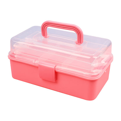 Transparent Inner Three-Layer Portable Storage Box Folding Hardware Toolbox Nail Art Student Finishing Storage Box - image 5