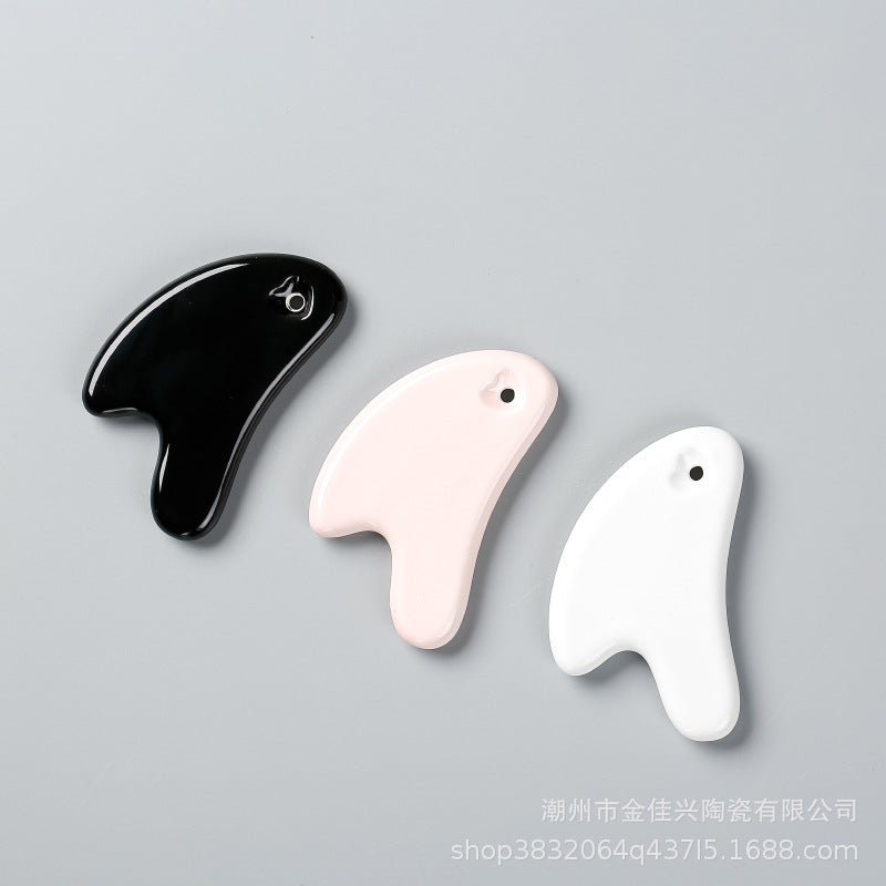 Ceramic Scraping Plate Face Eye Scraping Beauty Instrument Scraping Massager Face Leg Cervical Vertebral Pressing Massage Stone - image 3