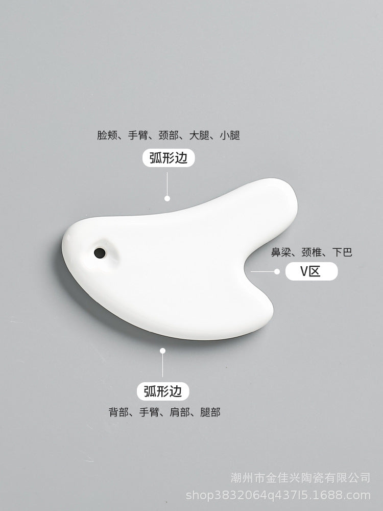 Ceramic Scraping Plate Face Eye Scraping Beauty Instrument Scraping Massager Face Leg Cervical Vertebral Pressing Massage Stone - image 4
