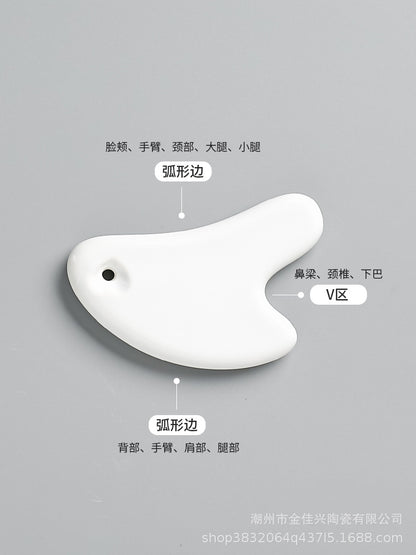 Ceramic Scraping Plate Face Eye Scraping Beauty Instrument Scraping Massager Face Leg Cervical Vertebral Pressing Massage Stone - image 4