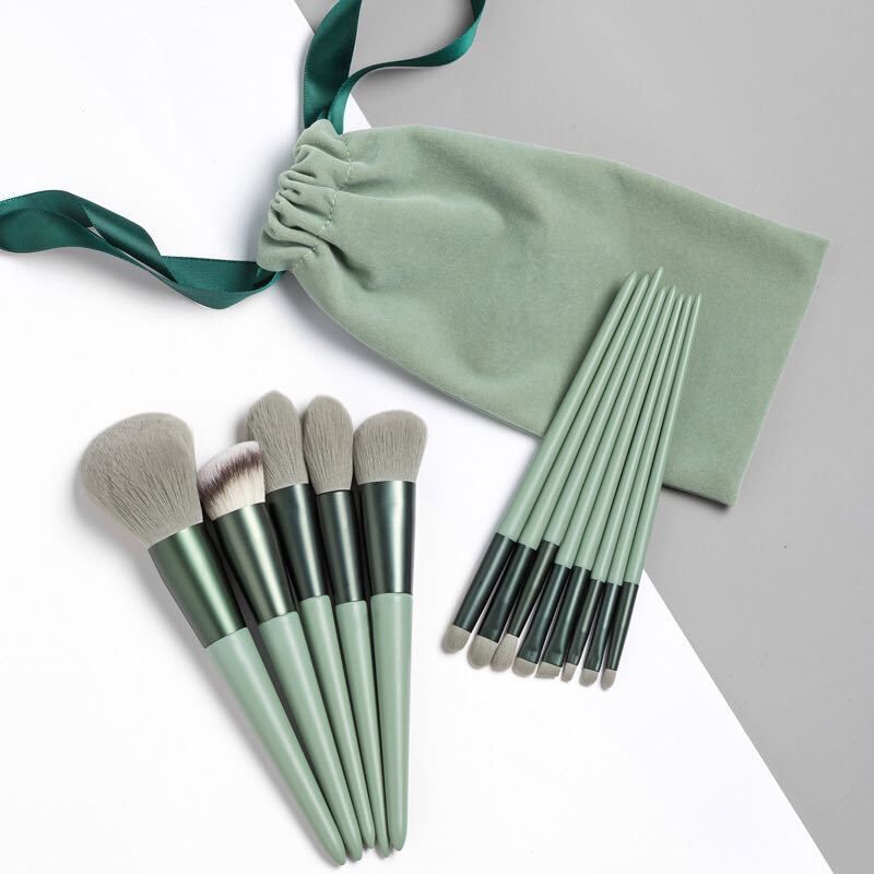 13-Piece Makeup Brush Set, Portable Loose Powder Blush Brush, Eye Shadow and Lip Brush, Complete Set of Storage Beauty Tools for Setting Makeup - image 3