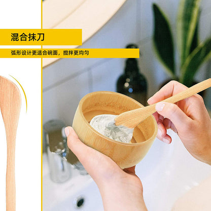 Bamboo Bowl, Facial Mask Bowl, Mixing Knife, Three-Piece Set, Mixing Bowl, Spoon, Wooden Stick, Soft Mask Brush, Spa Tool, Beauty Salon Special - image 3