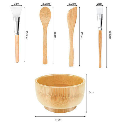 Bamboo Bowl, Facial Mask Bowl, Mixing Knife, Three-Piece Set, Mixing Bowl, Spoon, Wooden Stick, Soft Mask Brush, Spa Tool, Beauty Salon Special - image 4
