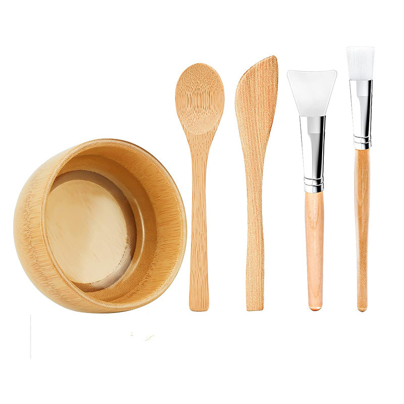 Bamboo Bowl, Facial Mask Bowl, Mixing Knife, Three-Piece Set, Mixing Bowl, Spoon, Wooden Stick, Soft Mask Brush, Spa Tool, Beauty Salon Special - image 5