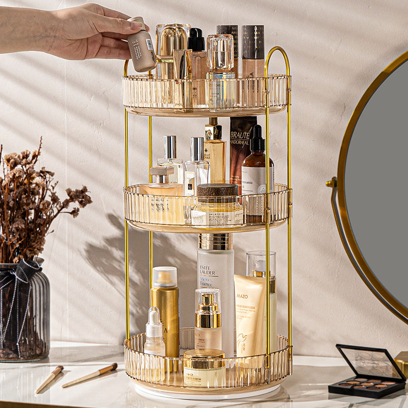 Household Light Luxury Toilet Storage Rack Non-perforated Bathroom Bedroom Rotating Cosmetic Storage Rack Jewelry Storage Box - image 1