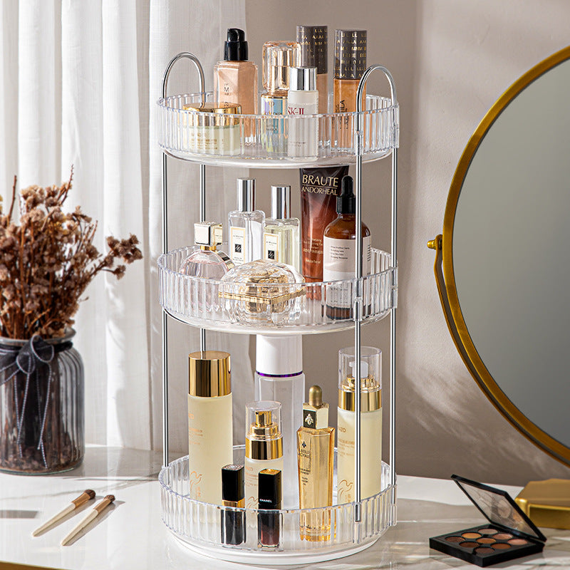 Household Light Luxury Toilet Storage Rack Non-perforated Bathroom Bedroom Rotating Cosmetic Storage Rack Jewelry Storage Box - image 2