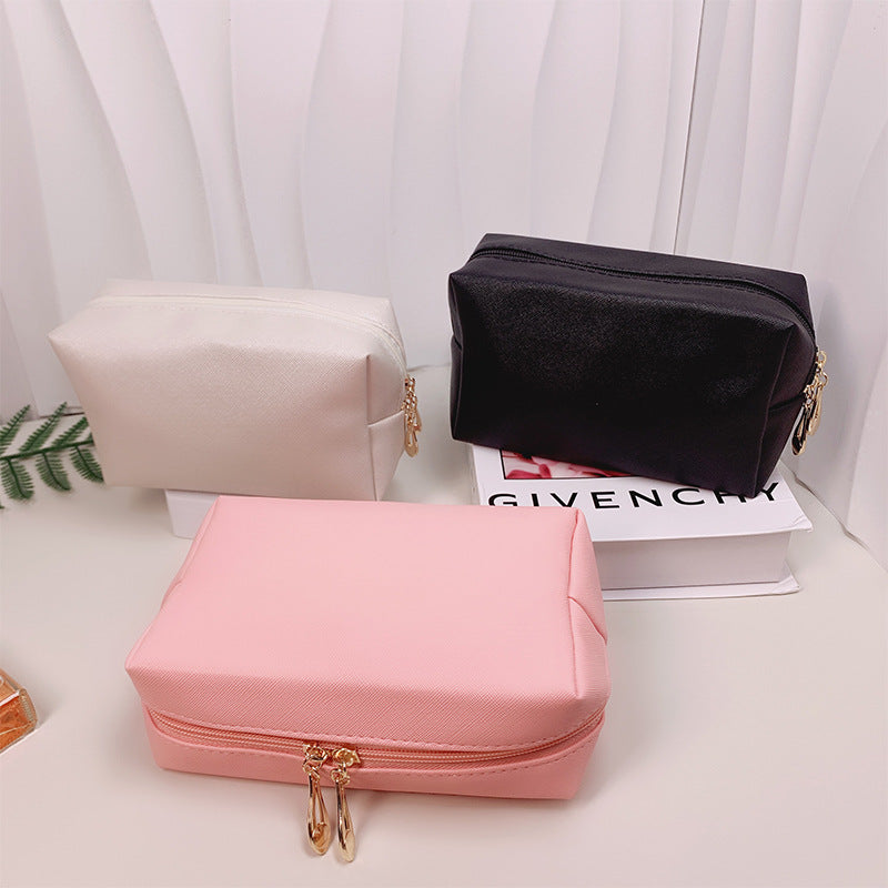 Cross-border Explosive Hand-held Cosmetic Bag Solid Color Octagonal Bag Women's Portable Wash Bag Large Capacity High-value Storage Bag - image 4