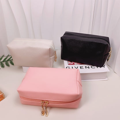 Cross-border Explosive Hand-held Cosmetic Bag Solid Color Octagonal Bag Women's Portable Wash Bag Large Capacity High-value Storage Bag - image 4